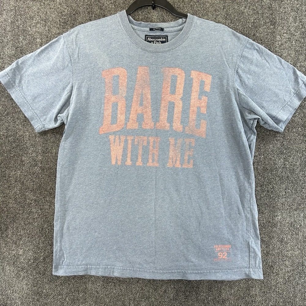 Vintage Y2K Abercrombie & Fitch 'Bare With Me' Muscle T Shirt Large Slogan Quote